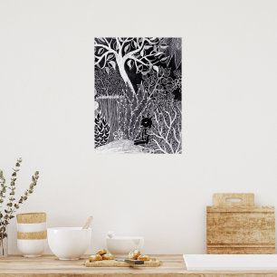 Poster Pantera preta na selva - desenho a lápis