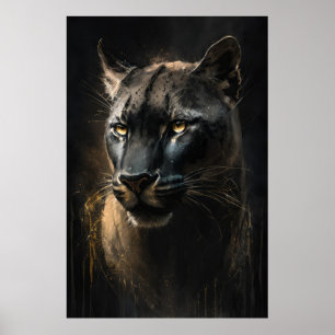 Poster Panther Retrato Animal Nature Pintura De Vida Selv