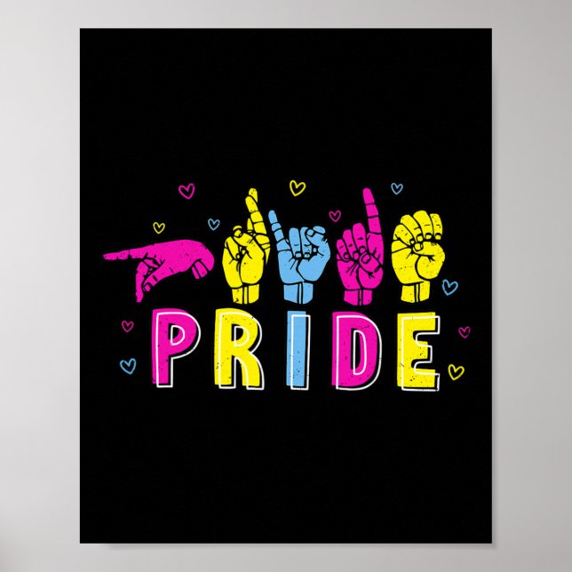 Poster Panual Asl Pride Pan Rainbow Sign Language Deaf Aw (Frente)