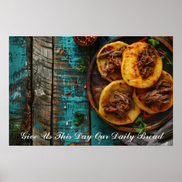 Poster Pão De Arepa Com Palavras De Oração Personalizadas