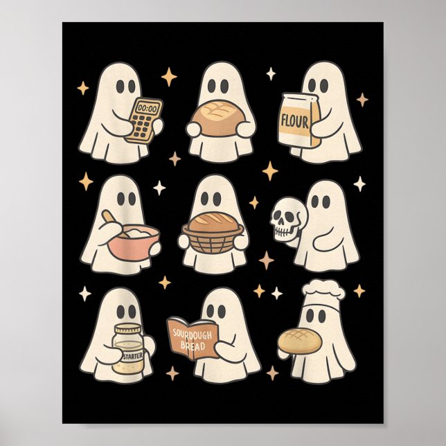 Poster Pão de Fermento Natural Halloween Fantasma Fofo Ca (Frente)