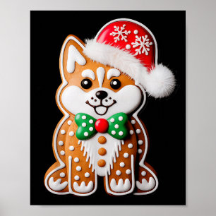 Poster Pão de gengibre engraçado Husky Siberiano Natal Mu
