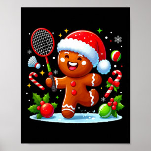Poster Pão de gengibre Natal Jogando Badminton Divertido
