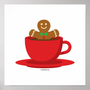 Poster Pão De Gengibre Que Se Relaxa Na Taça Vermelha De 