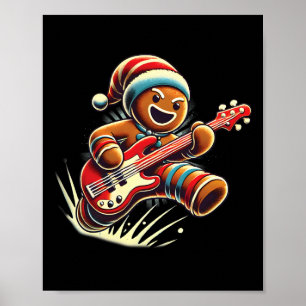 Poster Pão de gengibre tocando violão músico de Natal gui