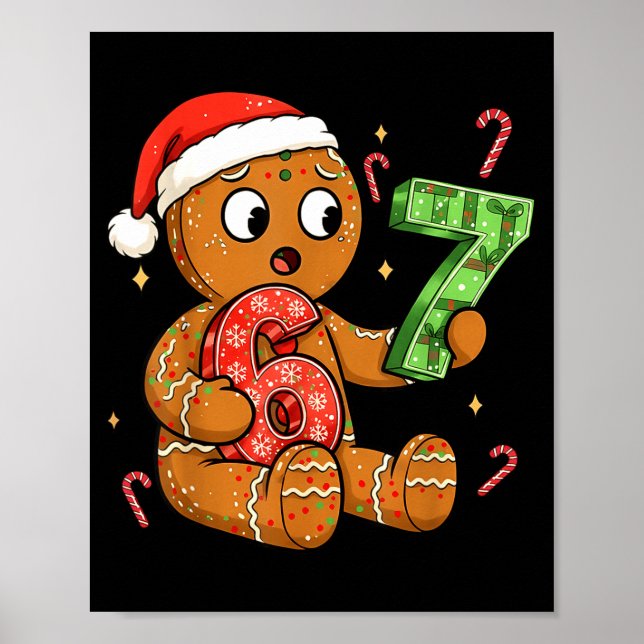 Poster Pão de Mel Seis Sete 67 Meme 6 7 Natal Engraçado  (Frente)
