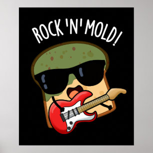 Poster Pão Divertido com Mofo e Pun Rock Fundo Escuro