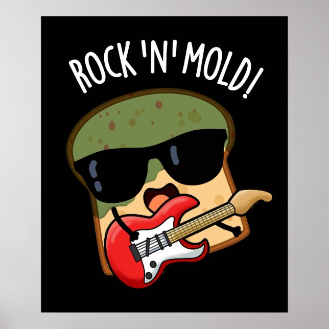 Poster Pão Divertido com Mofo e Pun Rock Fundo Escuro (Frente)