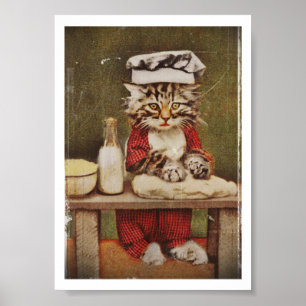 Poster Pão do fazer do gatinho do cozinheiro chefe