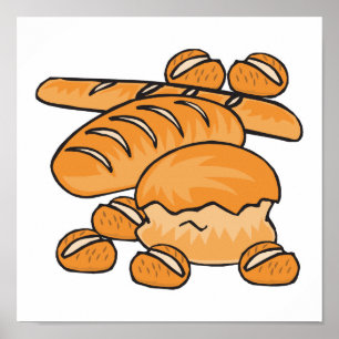 Póster pão e rolos