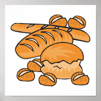 Póster pão e rolos