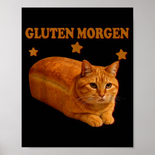 Poster Pão Engraçado Meme Gato Glúten Morgen Humor Gráfic