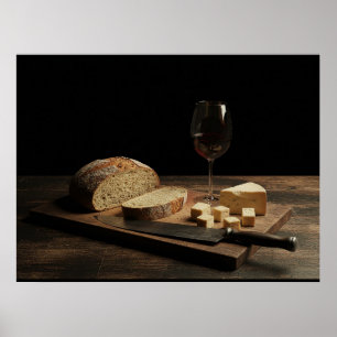 Poster Pão, Queijo e Vinho