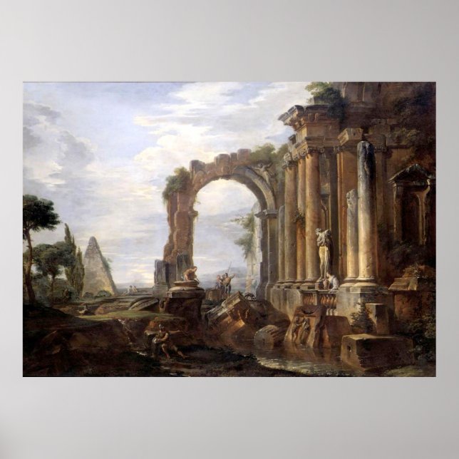 Poster Paolo Panini Capriccio das Ruínas Clássicas (Frente)