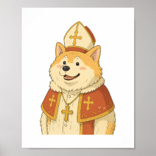 Poster Papa Akita Fofo - Design de Cachorro Engraçado