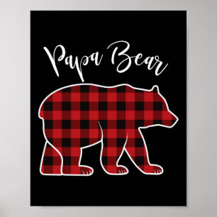 Poster Papa Bear Pajama Red Buffalo Xmas Engraçado Famíli