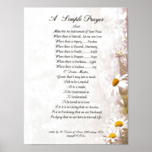 Póster PAPA FRANCIS= ST FRANCIS PRAYER=Daisies SIMPLES