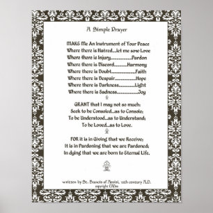 Póster PAPA FRANCIS= ST FRANCIS PRAYER=Filigree SIMPLES