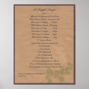 Póster PAPA FRANCIS= ST FRANCIS PRAYER=Organic SIMPLES