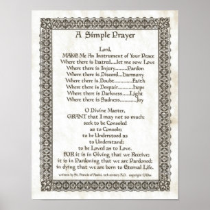 Póster PAPA FRANCIS= ST FRANCIS PRAYER=Parchment SIMPLES