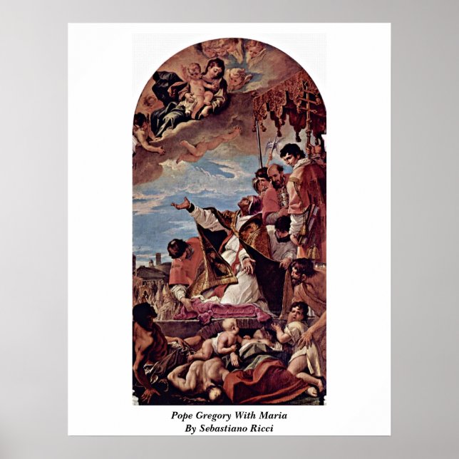 Póster Papa Gregório Com Maria Por Sebastiano Ricci (Frente)