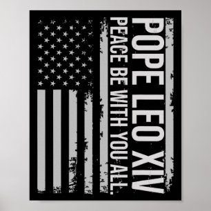 Poster Papa Leo Xiv 14 Primeiro Papa Americano Flag Vin