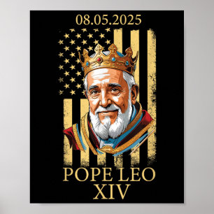 Poster Papa Leo Xiv, Vaticano de bandeira americana Leo X