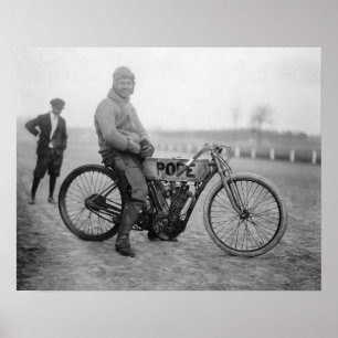 Póster Papa Motocicleta Piloto, 1915. Foto do vintage