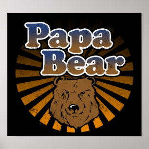 Póster Papá Urso, Legal Dia de os pais Vintage
