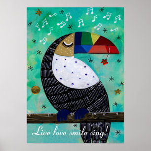 Poster Papagaio acrílico colorido de amor ao vivo com te