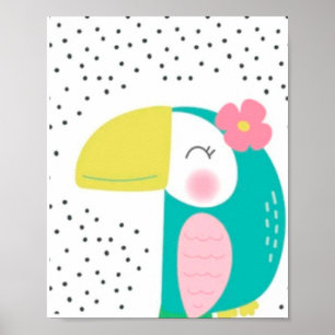 Poster Papagaio Colorido com polkadots.