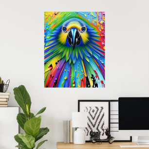 Poster Papagaio de Tinta Colorida Estonteante