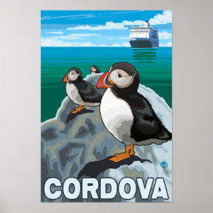 Poster Papagaio-do-mar & navio de cruzeiros - Cordova,
