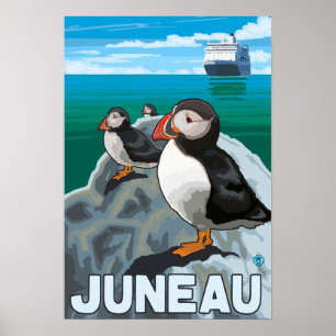 Póster Papagaio-do-mar & navio de cruzeiros - Juneau,