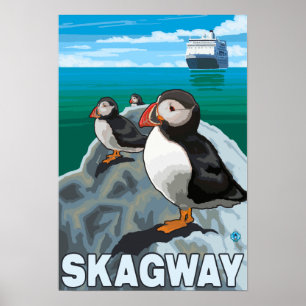 Póster Papagaio-do-mar & navio de cruzeiros - Skagway,