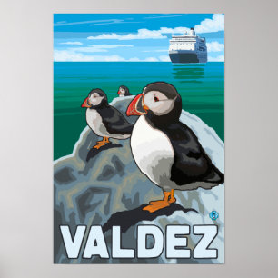 Poster Papagaio-do-mar & navio de cruzeiros - Valdez,