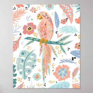 Poster Papagaio Tropical Colorido
