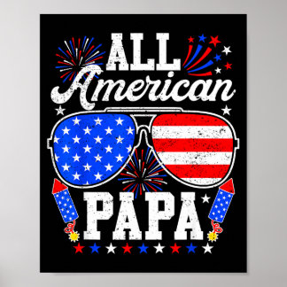Poster Papai americano óculos de sol 4 de julho família