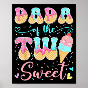 Poster Papai da Menina de 2 Anos de Idade Doce Sorvete de