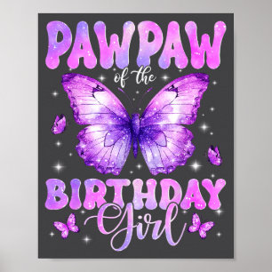 Poster Papai da Menina de Aniversário Borboleta Família D
