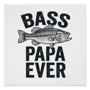 Póster Papai de Bass Ever Vintage Fishing Camisa Pai Desi
