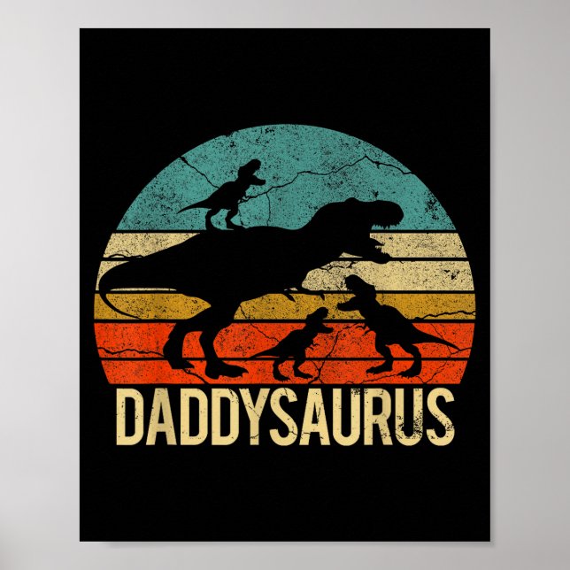 Poster Papai Dinossauro Daddysaurus 3 Três Crianças Natal (Frente)