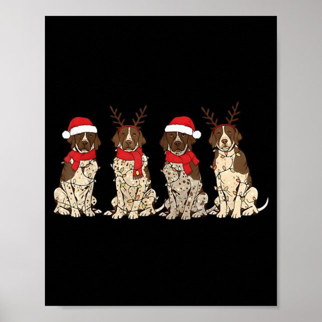 Poster Papai e Mamãe Gsp de Natal do Pointer Alemão  (Frente)