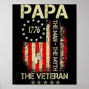 Poster Papai homem mito o veterano - dia dos pais bandeir