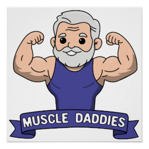 Póster Papai Musculoso Kawaii Barbudo Fofo