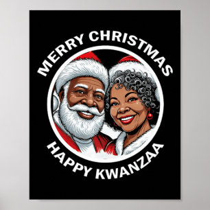 Poster Papai Noel Adorador Negro E Sra. Claus Natal