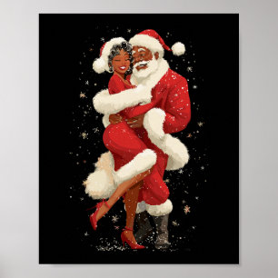 Poster Papai Noel afro-americano dançando com a Sra. Clau
