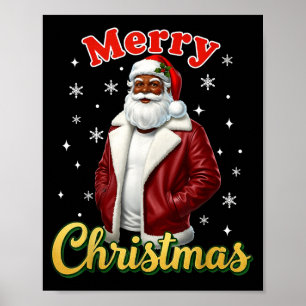 Poster Papai Noel Afro-Americano Natal Legal Preto X-mas 