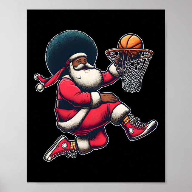 Poster Papai Noel Afro-Americano Natal Retrô Esboço (Frente)