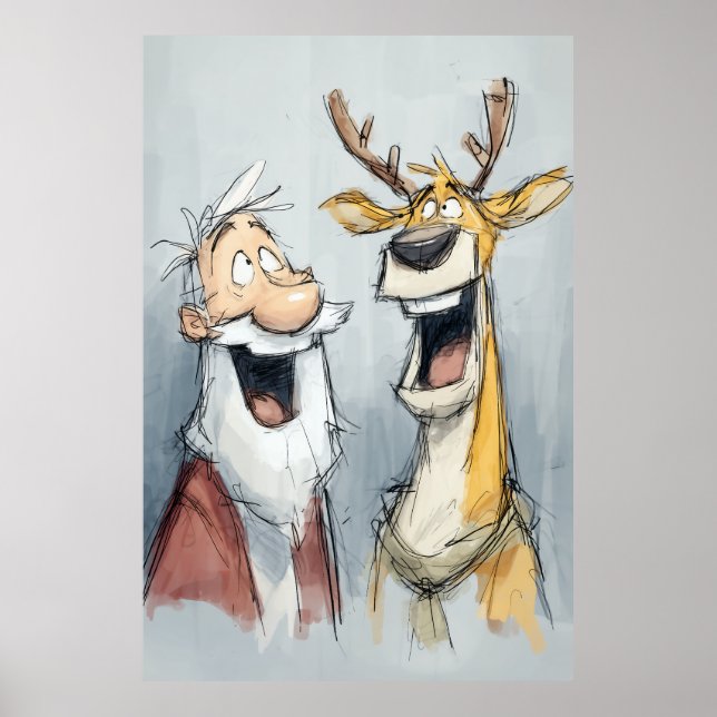 Poster Papai Noel Alegre e Renas Riem (Frente)